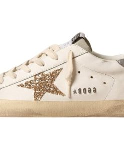 Super-Star stella in glitter oro e inserti in suede ghiaccio