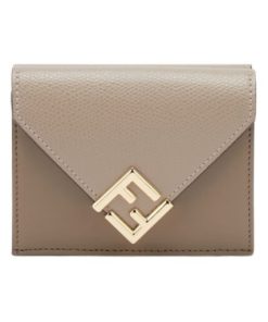 Brieftasche aus zweifarbigem Leder in Grau und grau-brauner Farbe 8cm