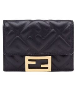 Brieftasche aus schwarzem Nappaleder 7.5cm