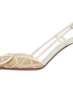 D?COLLET? SLINGBACK VLOGO SIGNATURE IN RAFIA TOILE ICONOGRAPHE 80MM