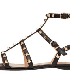 SANDALO BASSO ROCKSTUD IN VITELLO CON CINTURINI