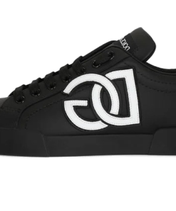 Calfskin Portofino sneakers with DG logo Black