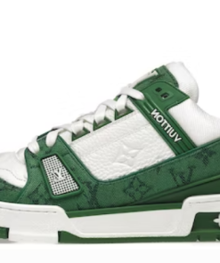 Trainer Green Monogram Denim White