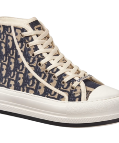 Sneakers In Blue Oblique Embroidered Cotton