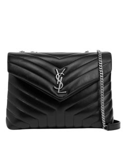 Borsa a spalla media in pelle trapuntata Loulou